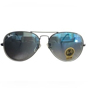 Aviator Style Black w/ Blue Gradient Lens Sunglasses